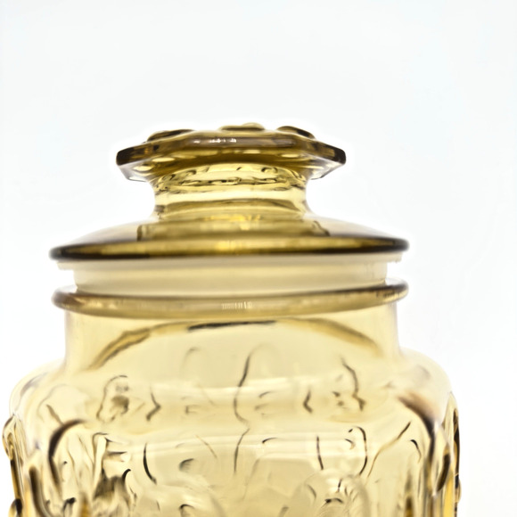 Vintage Federal Glass Amber Yellow Canister Show Off Jar Sun Gold 1970s READ 9" - Picture 3 of 7